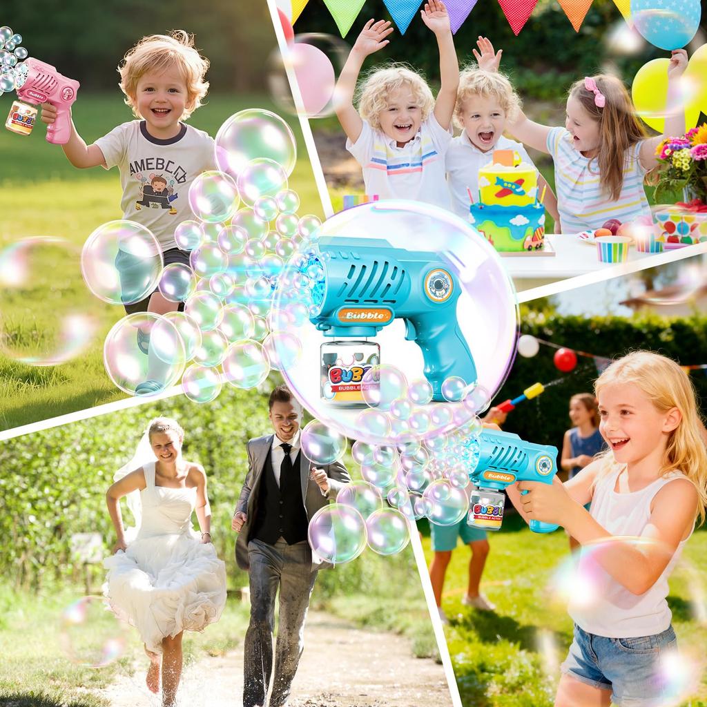 Electric Bubble Gun [Leak-proof, 2-pack] Kids Toy for Outdoor Play, Automatic Continuous Shooting, LED Light, Super-Large Bubble Output, Summer