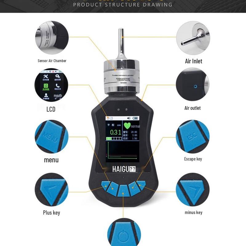 Pump-Suction Color Screen Chlorine Gas Detector