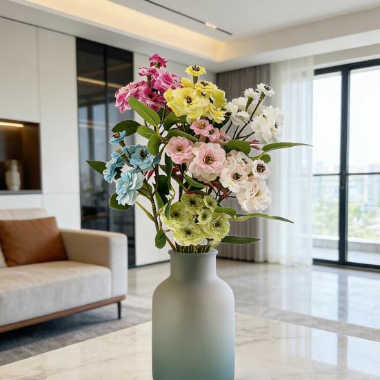 Umělé růže Kytice falešných hedvábných růží 6 hlaviček Realisticky kvetoucí růže pro domácnost Svatbu Večírek Květinová dekorace Středový díl stolu