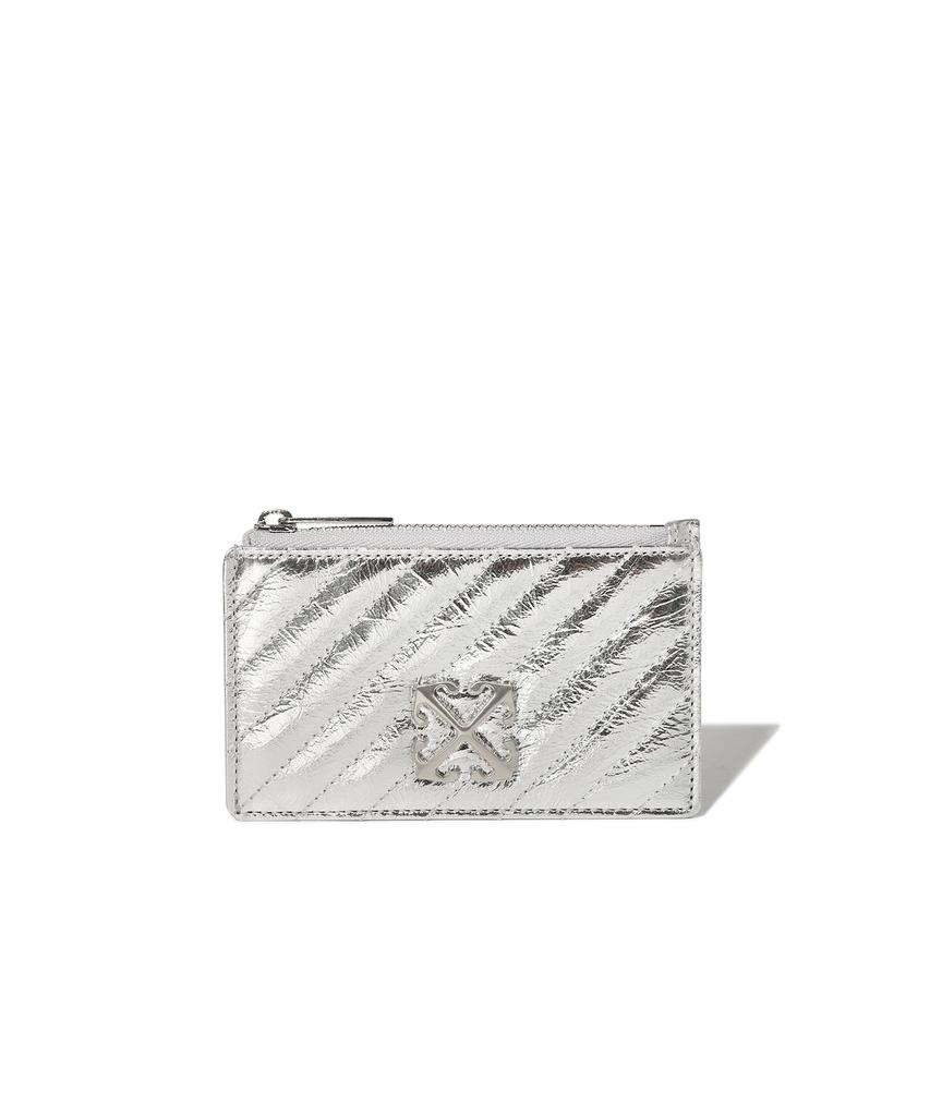 Off-White Quilted Card Wallet Short (Silver)