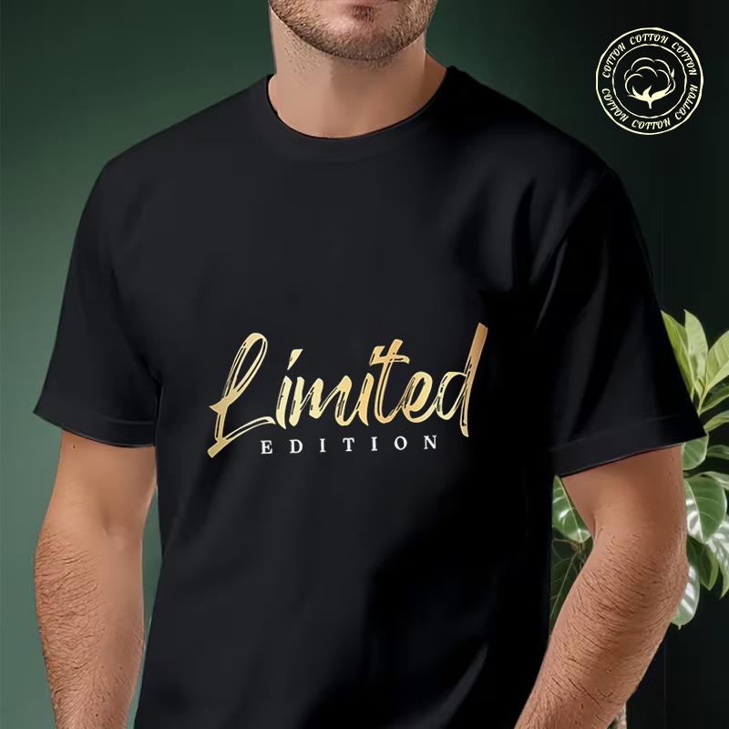 Exclusive Letter Graphic Moto T-shirt Men's Summer Cotton Fashionable Casual Sports Short Sleev