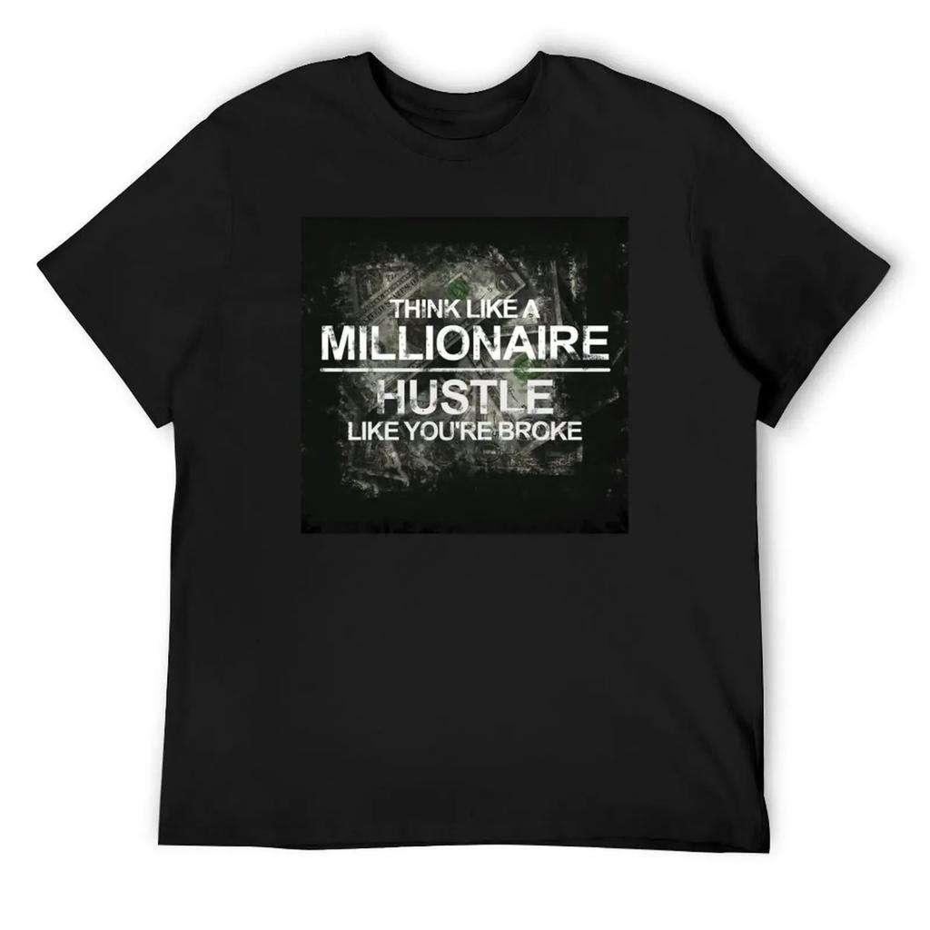 THINK LIKE A MILLIONAIRE T-Shirt Quick Drying Blue Lock Cotton Graphic Tees Mens Designer T Shirt
