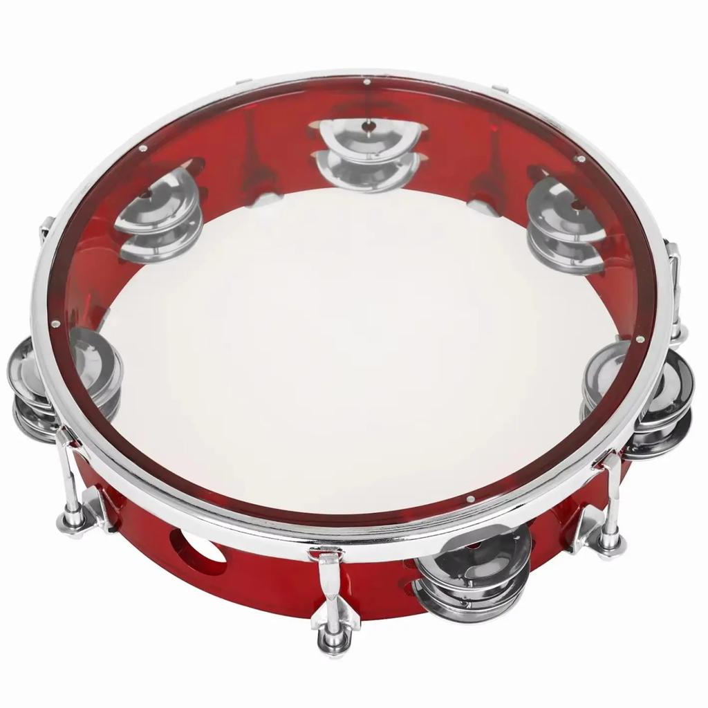 8 Inch Tambourine Hand Drum Handbell Drum Self-Tuning Double Row Tambourine Educational Enlightenment Percussion Instrument