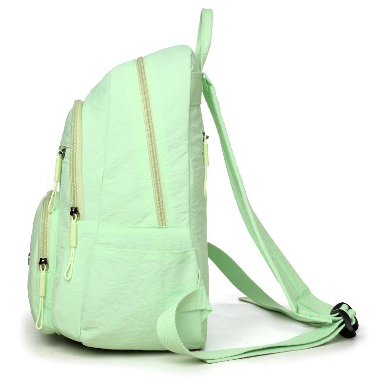 Solid Color Backpack Women's Multi-Layer Pocket Water-Repellent Nylon Backpack