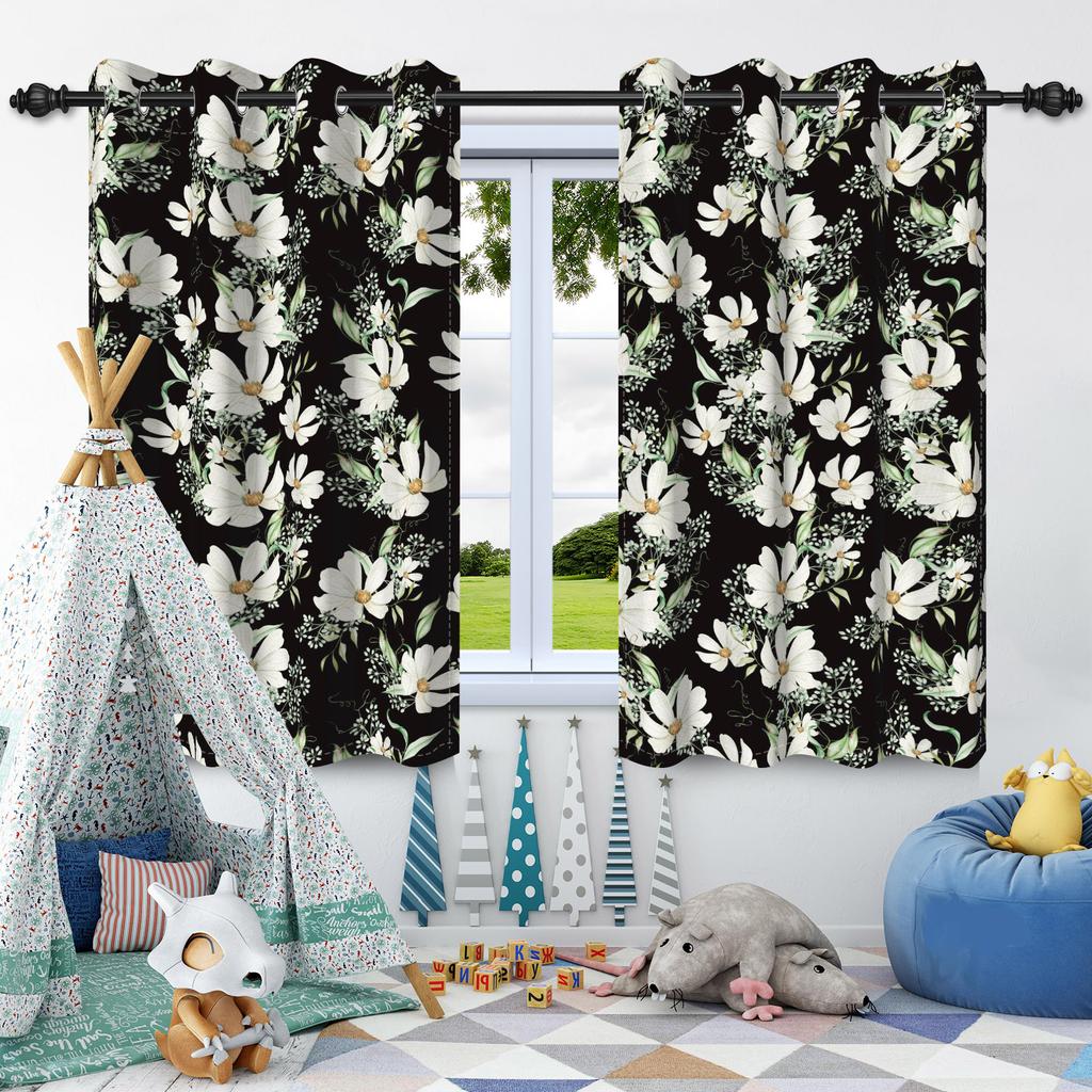 2pcs Luxury Boho Flowers Window Curtains for Home Bedroom Living Room Drakening Heat Insulation Noise Reduction Blackout Drapes