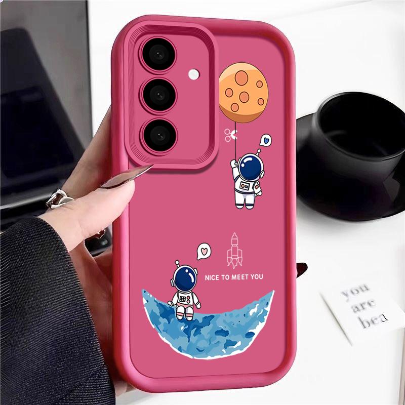 Spaceship Astronauts Soft Case For Samsung S25 Edge S24 S23 S22 Ultra Plus S24 FE A56 A26 A16 A14 A15 A35 A53 A54 5G Phone Cover