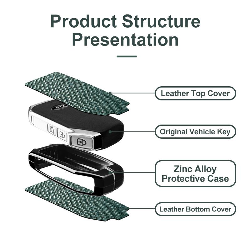 Zinc Alloy Leather Car Key Fob Case Key Case Kia Gt Line Forte Seltos K3 K5 Sportage Ceed Soul Smart Pao Ace Kaiku E Pao Key Fob