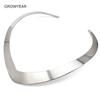Fashion Jewelry Stainless Steel Necklaces V Shape Bib Collar Torques Necklaces Silver Color For Women Bohemian Short Necklace