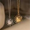 Retro Sun Abstract Stainless Steel Pendant Necklace for Women