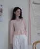 DEHEVE V-Neck Flare Shirring Knit [Pink]