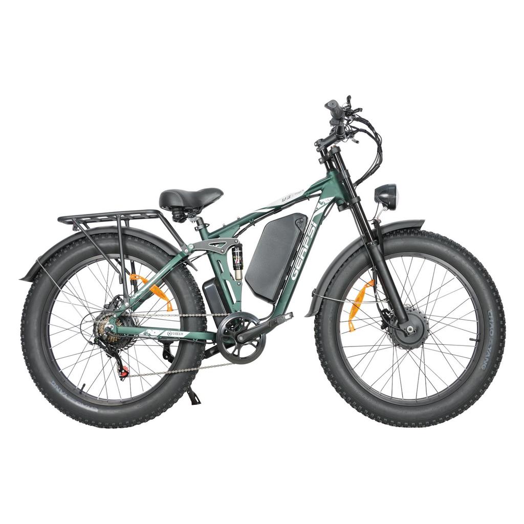 Bicicleta Elétrica de Motor Duplo Baolujie DP-2603-SJ 1500*2 Bateria 52V35AH Pneu Largo Todo-Terreno Aro 26 Bicicleta E-Mountain Bike Para Adulto