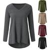 Taglie Forti Donna Tinta Unita Manica Lunga Scollo a V Pullover Largo Midi Camicetta Top
