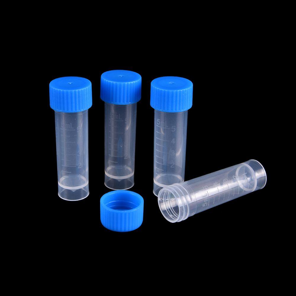 10/20/30/50pcs 5ml Chemistry Graduated Plastic Test Tubes Vials Seal Caps Pack Container for Office School Chemistry Supplies 10pcs синий
