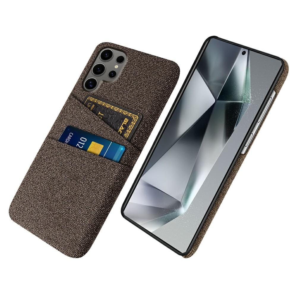 Für Samsung Galaxy S25 Ultra Hülle Stoff+Hartes PC Handyhülle mit Dualen Kartenfächern