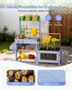 Mud Kitchen, Outdoor Mud Kitchen for Kids, Wood Outdoor Play Kitchens with Planting Box, Critter Catcher Container, Tank, Sink, Cookware Pots and