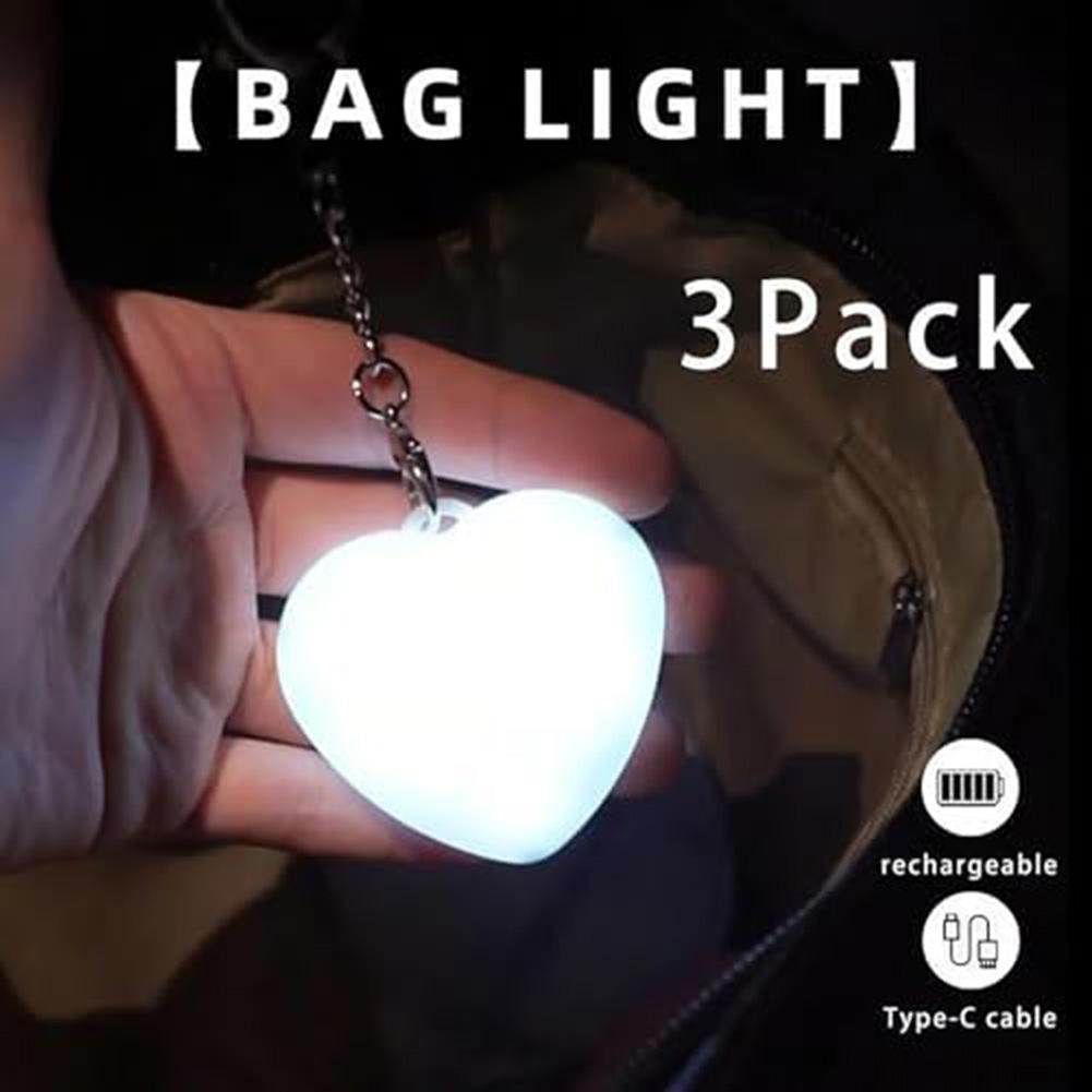 3PC Heart Shaped Touch Sensor Light for Bags Bright LED Illumination for Dark Conditions Compact Design for Everyday Carry