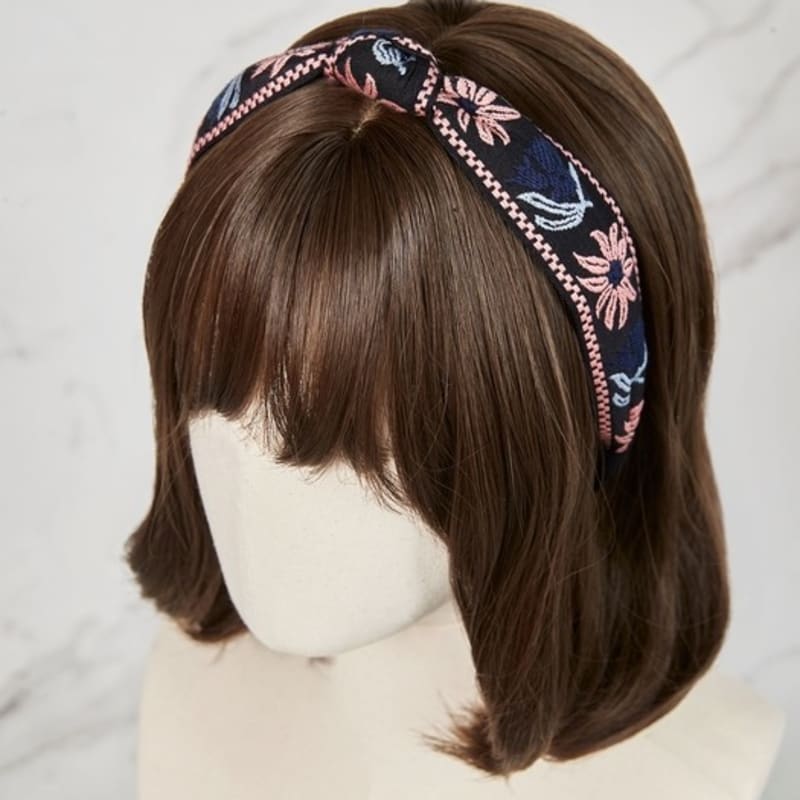 MAIA Flower Jacquard Hairband - Knot Pink