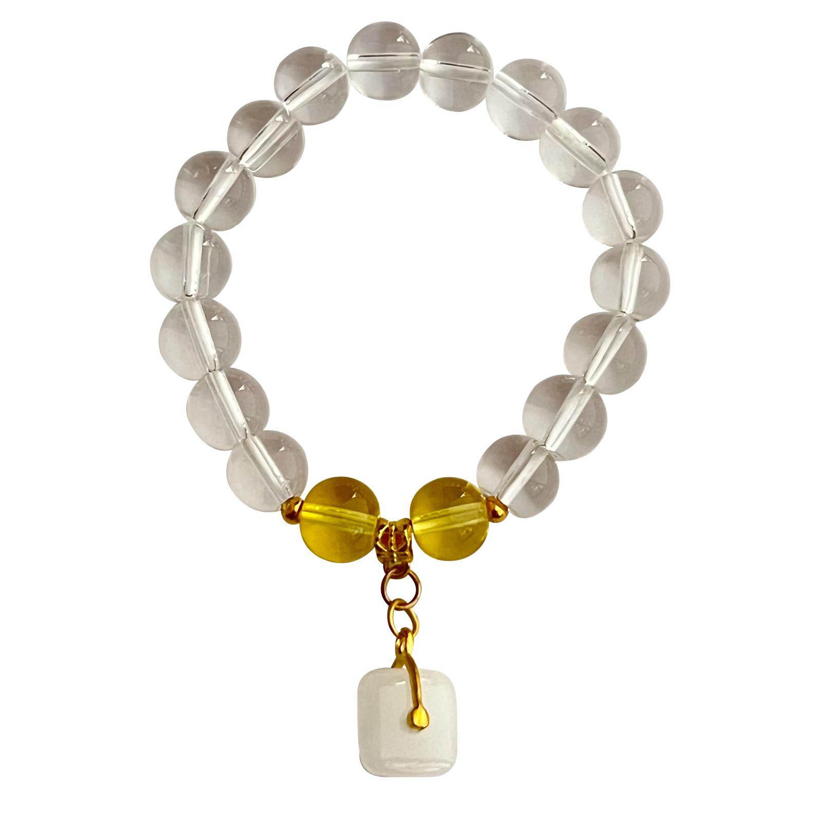 

Transparent Glass Stone Bracelet 10mm Beaded Stretch Bracelets DIY Beading Charms Handmade Bangles Jewelry Gifts for Women