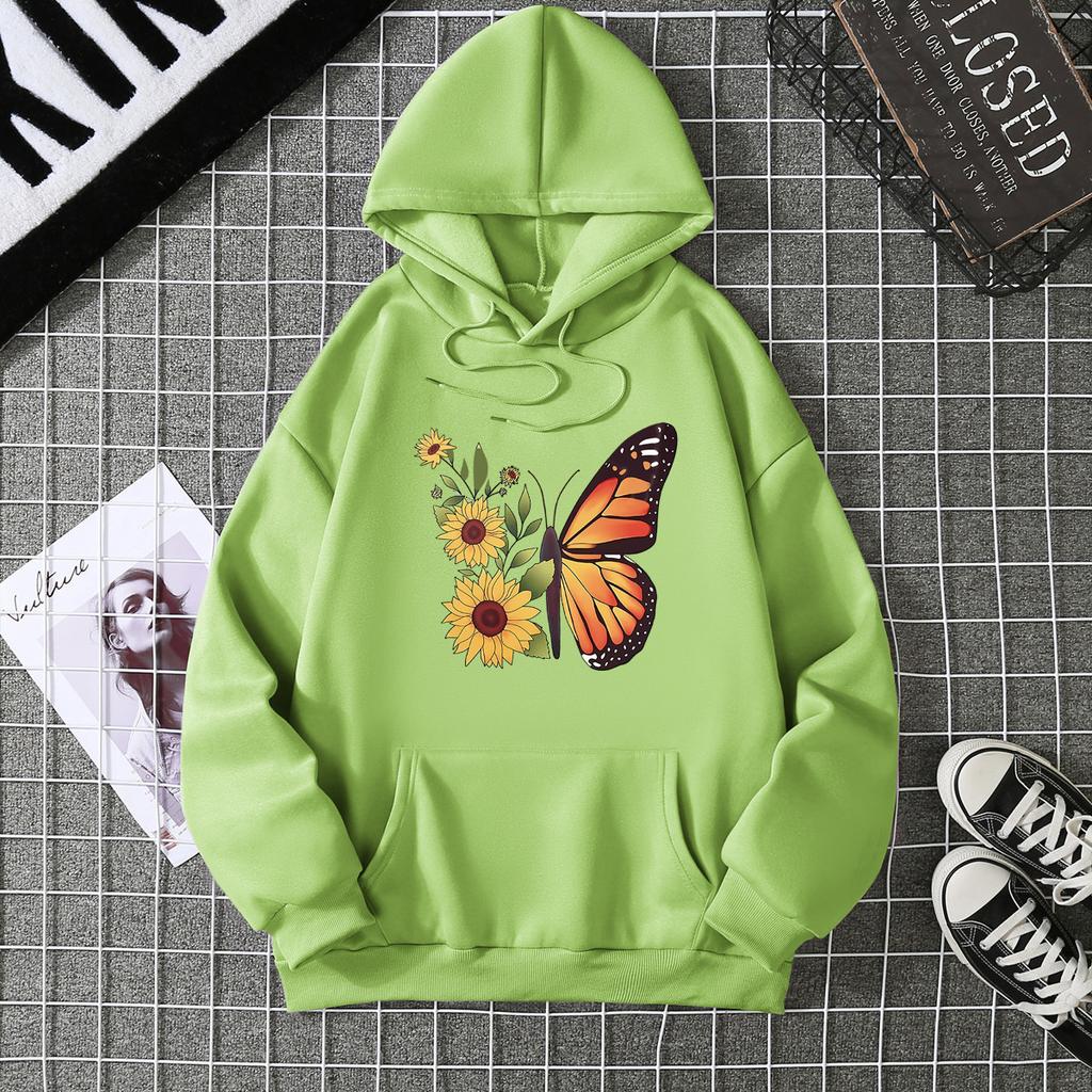 2025 autumn and winter fleece women's sweater threaded cuffs hem loose thermal hooded