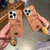 Retro Brown Large Hole Leather Cat Suitable for Apple 16promax Mobile Phone Case 14 New IPhone 15 Cartoon