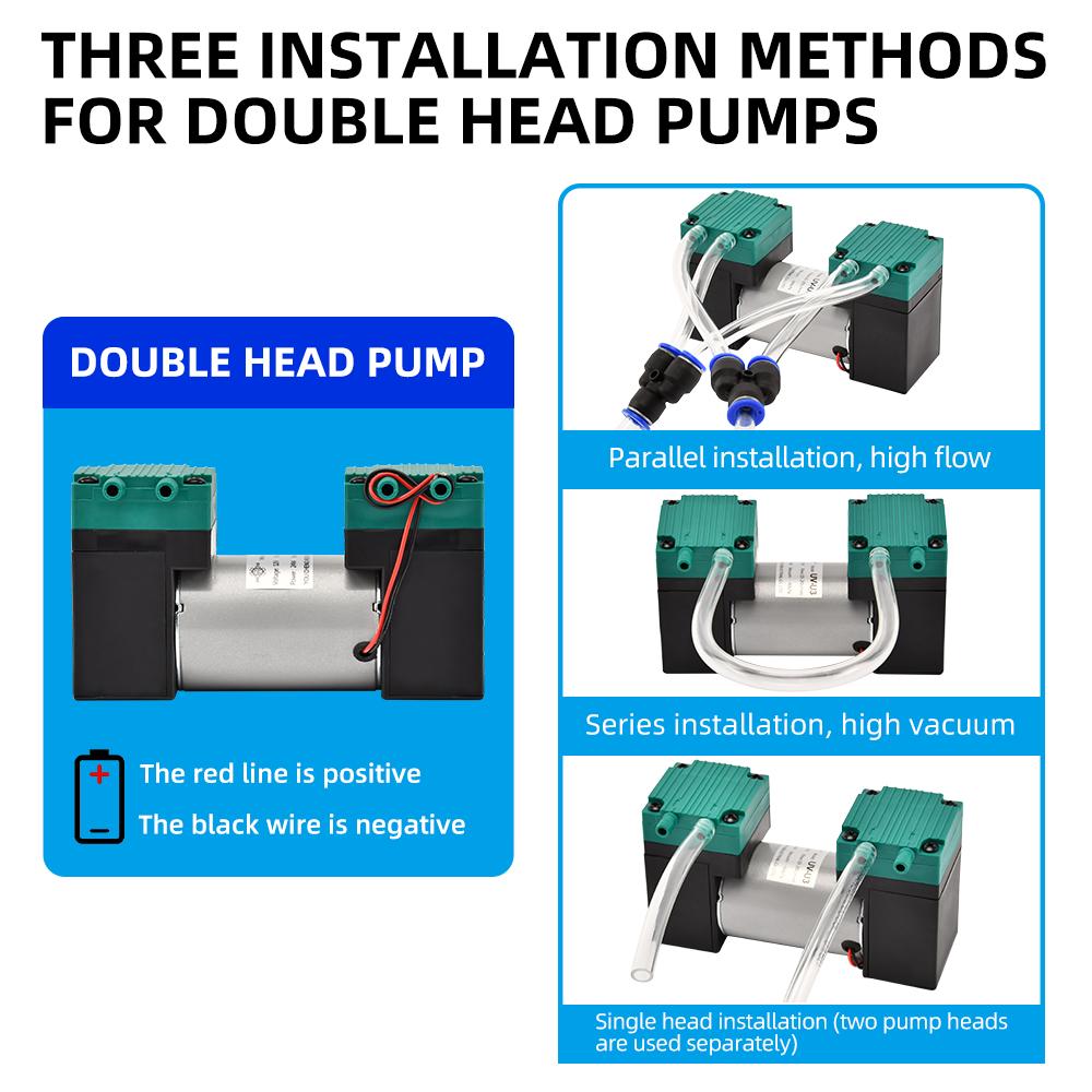 DC Diaphragm Vaccum Pump High Negative Pressure Air Suction Vaccum Pump 90Kpa 15L