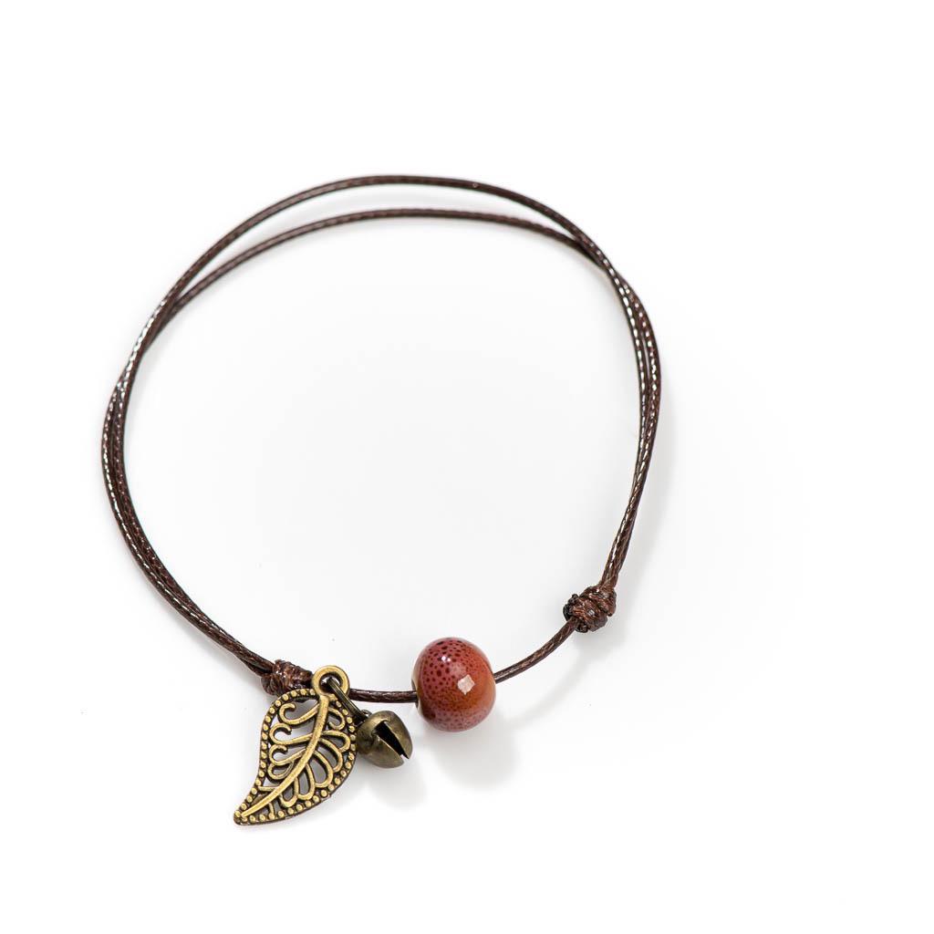 Ethnic Style Ceramic Leaf Anklet for Women - Simple, Fresh Jewelry Gift