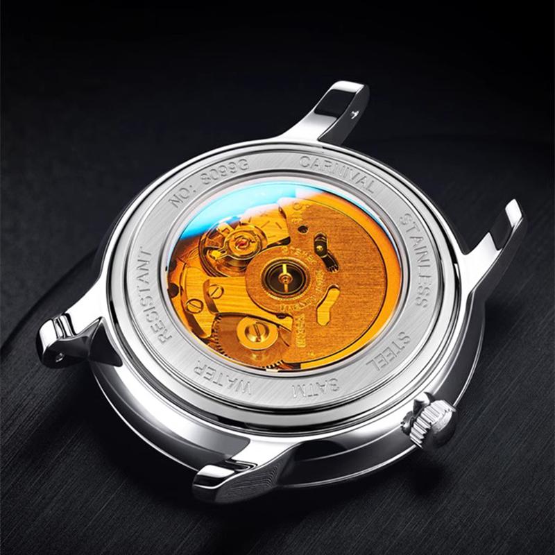 CARNIVAL Automatic Mechanical Watch for Men Original Classic Elegant Men Waterproof Wristwatches Digital Week Date Display Clock