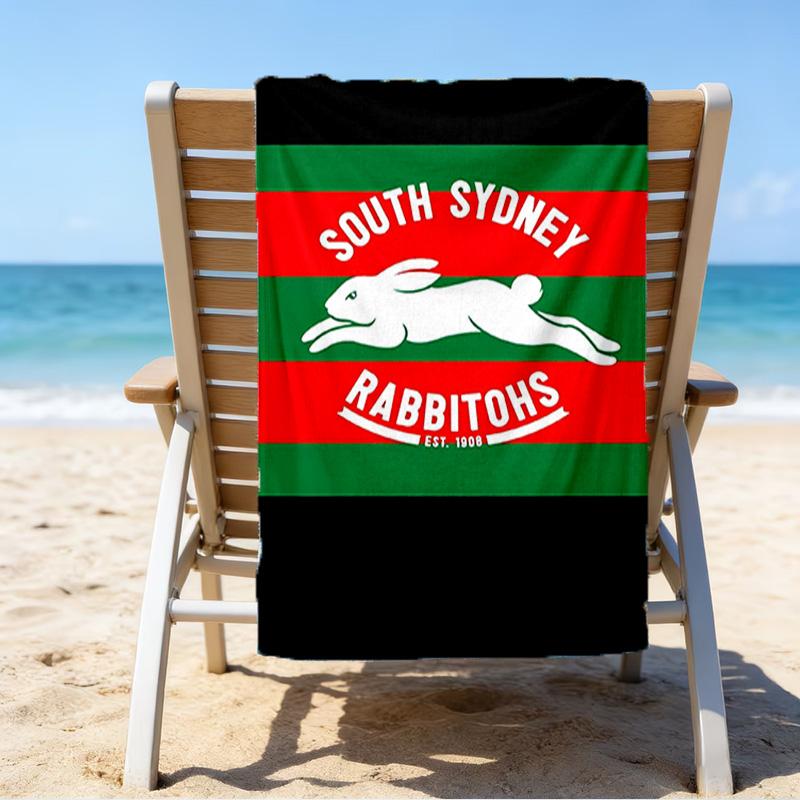 Nrl Rabbit Logo Design Microfiber Beach Towel, Lightweight And Quick-Dry, for Summer Travel, Beach Essential, Swimming Pool Outdoor