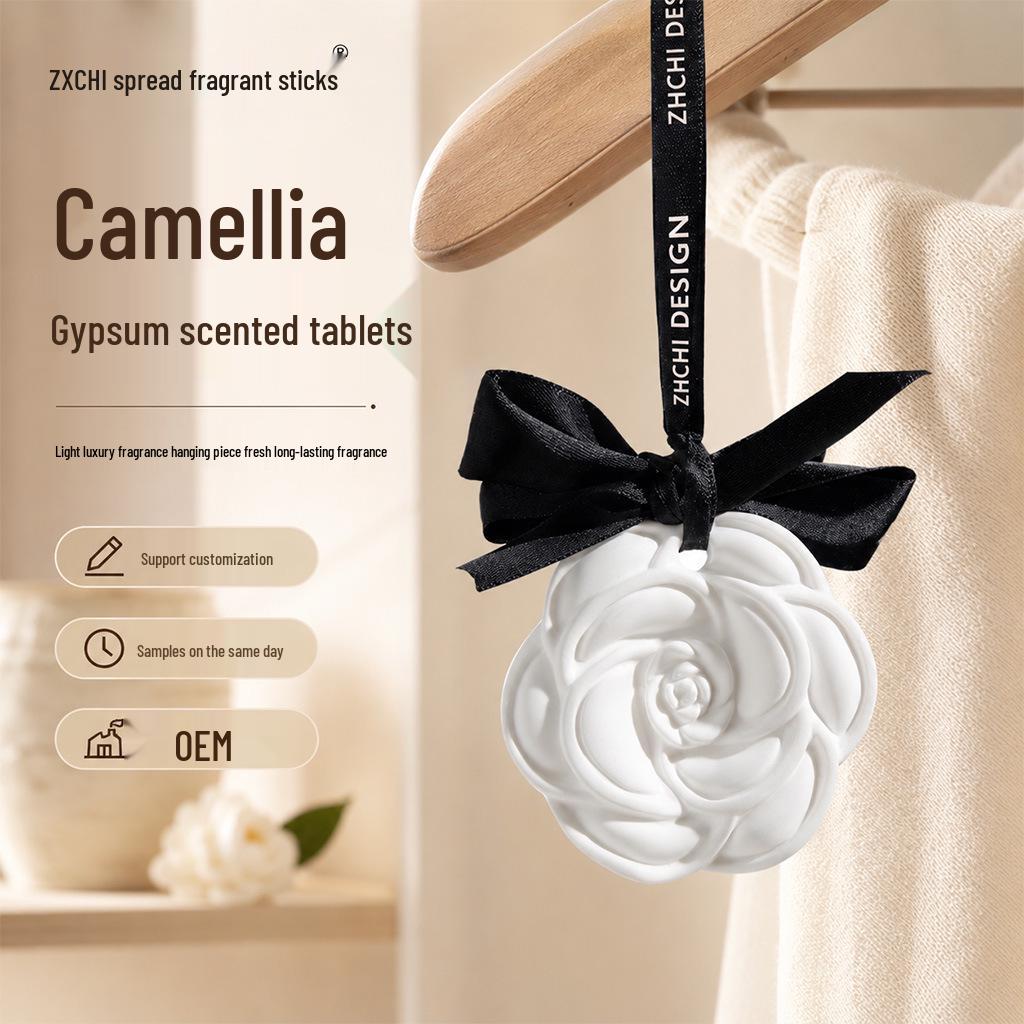 Camellia Scent Diffuser Stone: Hanging Plaster Ornament & Car Air Freshener with Long-Lasting Aroma 40g
