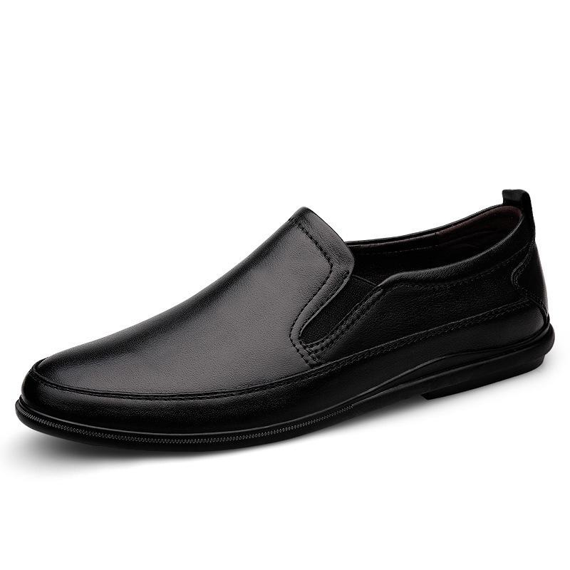 Men's Shoes Large Size Overalls Leather Shoes Men's Soft-soled Cowhide Breathable Casual Shoes Driving Lazy Shoes Foreign Trade Dad Shoes