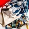 53*170cm High-grade 100% Mulberry Silk Thin Long Scarf Printed Flower Shawl Neckerchief Gift for Women