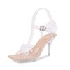 Transparent Crystal Heel Large Size High Heels Summer New One-word Strap Thin Heel Sandals Women's Huidong Women's Shoes