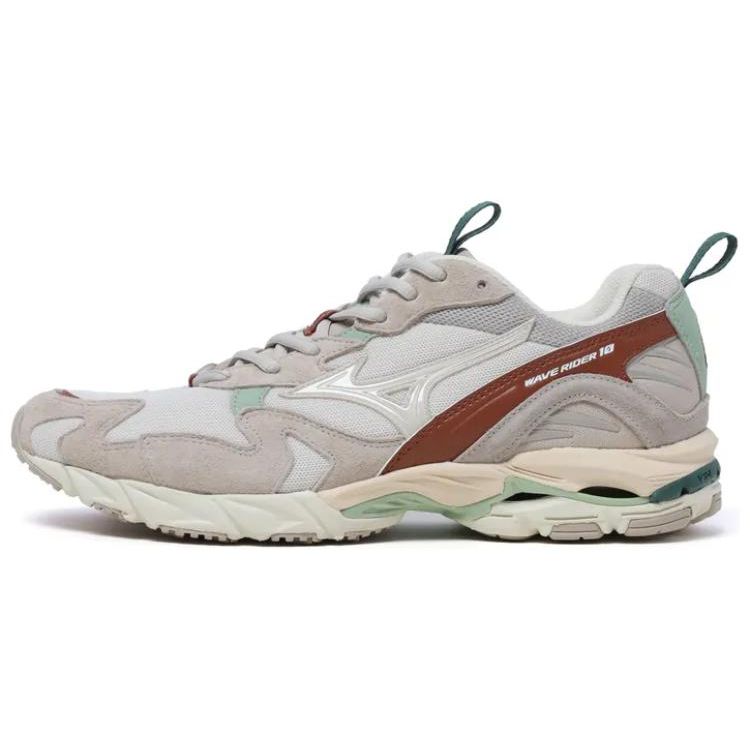 Mizuno Wave Rider 10 Premium Silver Cloud White Sand Men Sneakers Cream D1GA242601 36.5