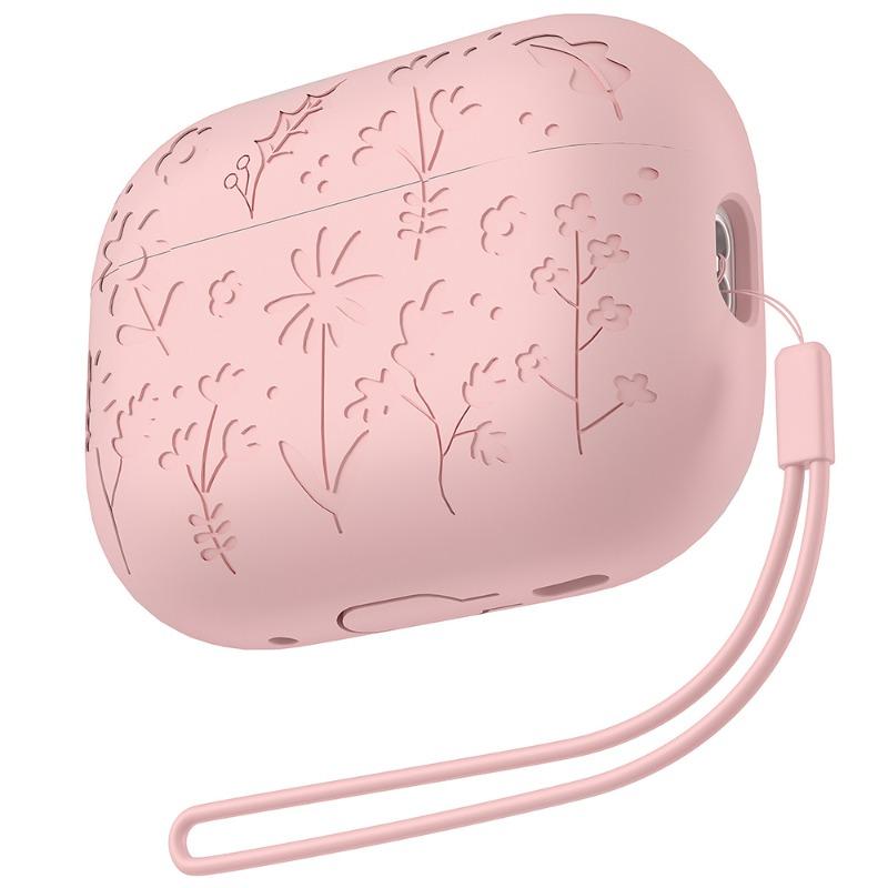 Case For Apple AirPods Pro 2 Flower Engraved Protective Case Soft Silicone Full Cover Anti-scratch Shockproof Case For AirPods 4