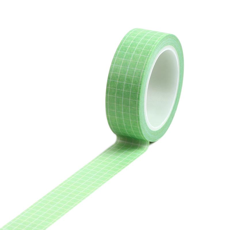 Grunnfarge Rutenett mønster papir Washi Tape 15 mm selvklebende maskeringstapes dekorasjon Klistremerker for dagbok albumramme DIY gave