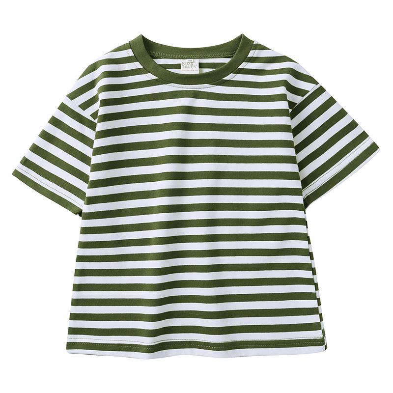 Kids' Summer Striped Cotton T-Shirt - Short Sleeve Korean Style