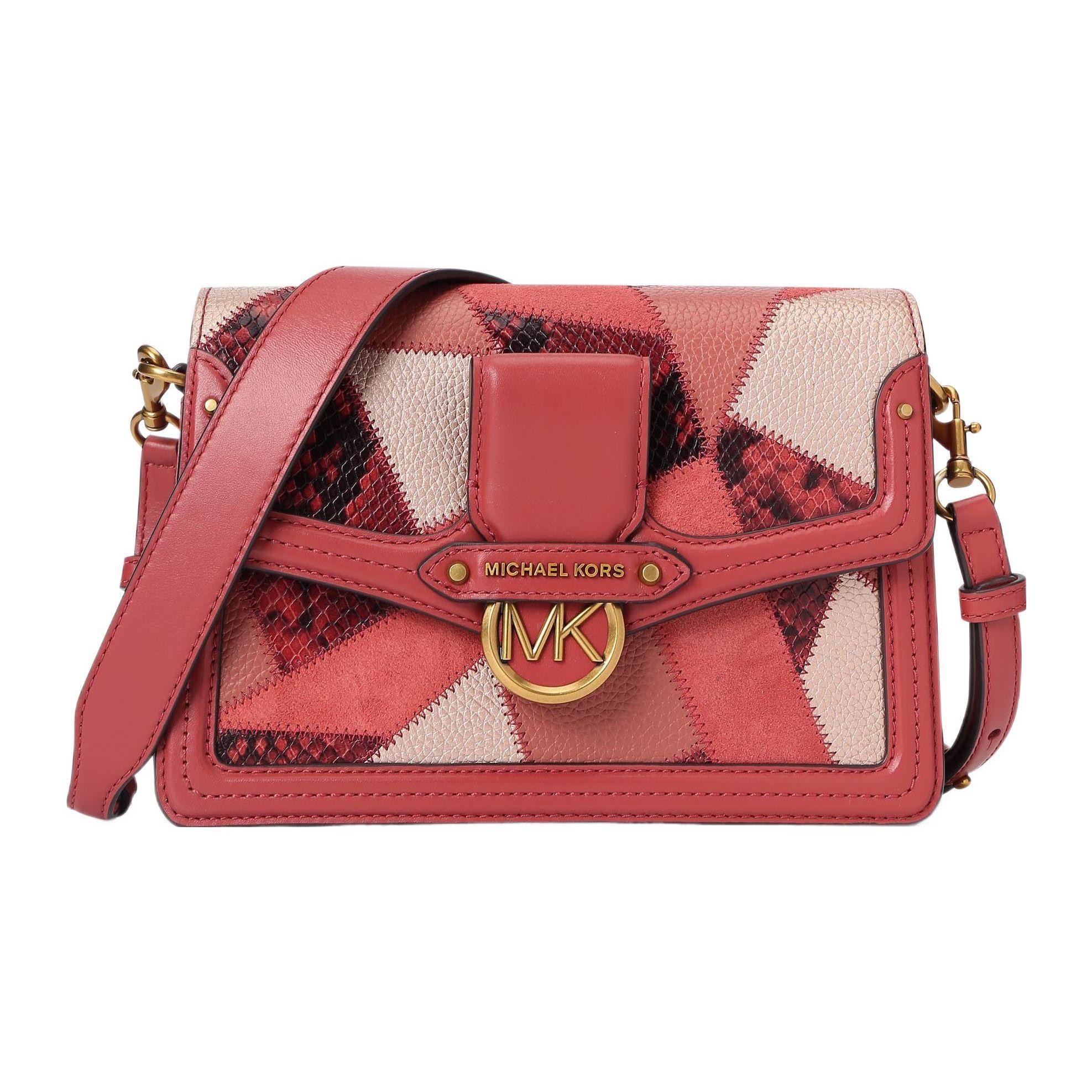 

Michael Kors MK Jessie Gold Letter Logo Lock Flap Hardware Shoulder Bag Women Shoulder Bag Red 30F0AI6L2O-809 Basic Set (Bag+Dust Bag)