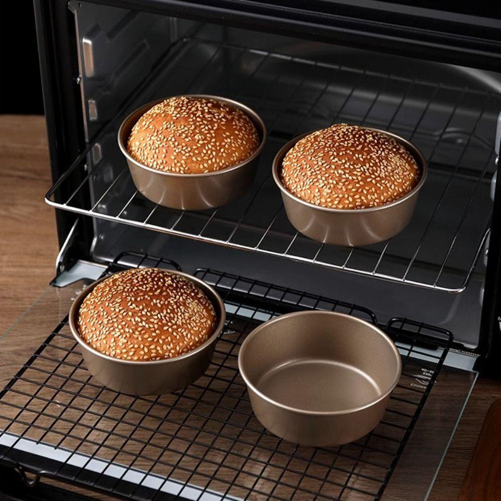 Baking Tray 4 Inch Bread Mold Non Stick Bottom Carbon Steel Hamburger Mold DIY Cake Baking Pan Pudding