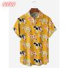 Cute Cat Cow Pattern Hawaiian Shirt For Men Fun Animal 3D Print Beach Casual Aloha