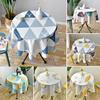 Tablecloth Nordic Style Plaid Print Round Shape Tablecloth Wrinkle Resistant Spill Proof Smooth