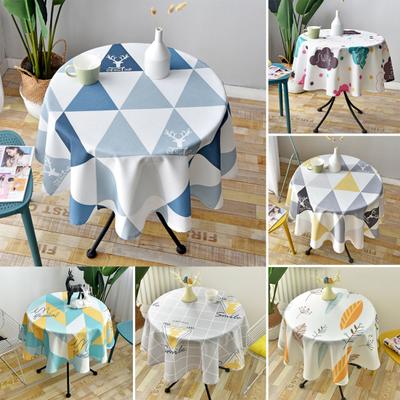Tablecloth Nordic Style Plaid Print Round Shape Tablecloth Wrinkle Resistant Spill Proof Smooth Winter Table Cover Home Decor