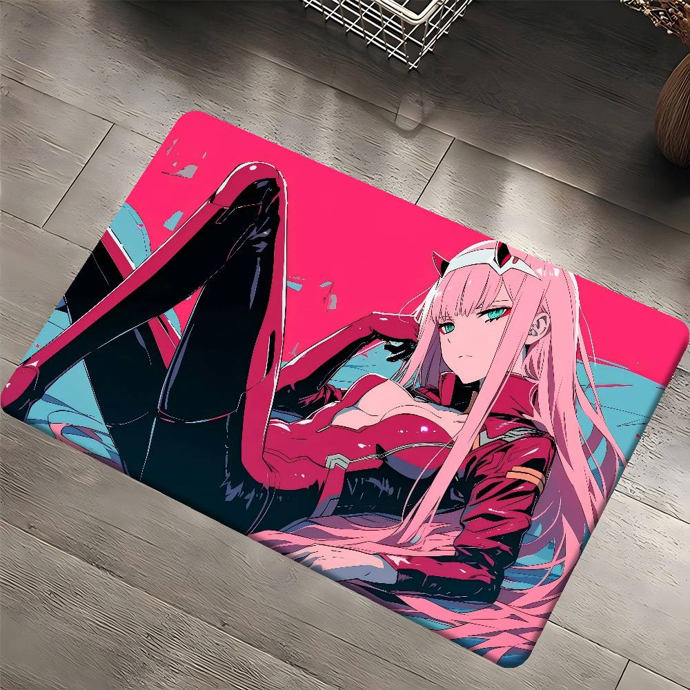 Anime Zero Two Rubber XXL PC Bathroom Mat Anti-slip Absorb Water Long Strip Cushion Bedroon Mat Welcome Doormat
