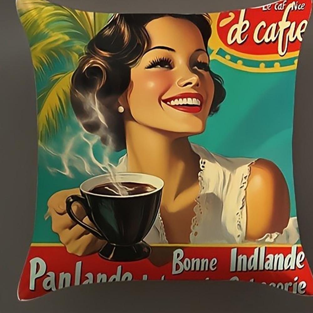 Vintage-Inspired Pillowcases: Coffee, Pizza, Retro Cinema, and Café-Themed for Unique Home Decor Sofa Cushion Cover