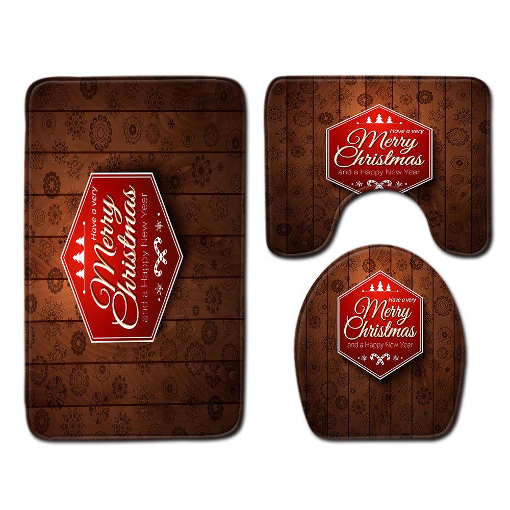 Christmas Bathroom Floor Mat Toilet Three-Piece Set