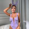 Halloween Retro PU Leather Bunny Girl Strappy Bodysuit - Slimming, Sexy Lingerie Fashion