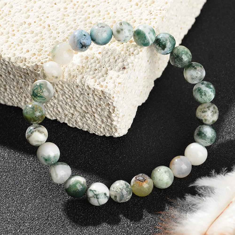 1 Piece of Depression Healing Crystal Bracelet. Dendritic Agate. Relieves Stress, Enhances Confidence and Eliminates Worry.