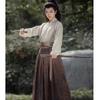 Hanfu Stile Dinastia Wei e Jin Cinese Top a Maniche Larghe con Colletto Stampato Set Gonna Lunghezza Vita
