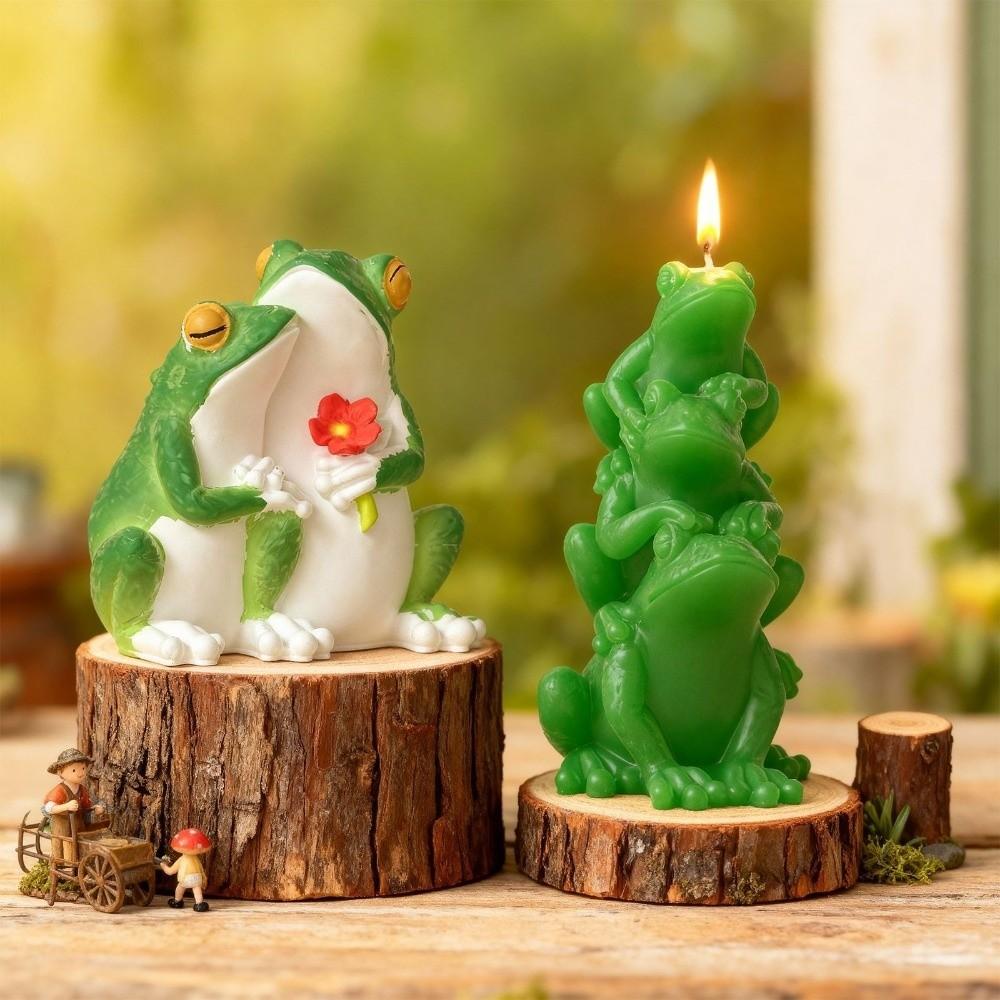 New Silicone Scented Candle Mold White Soft Resin Ornament Mould Easy to Demold 3D Cute Frog Clay Making Tool Home Decor