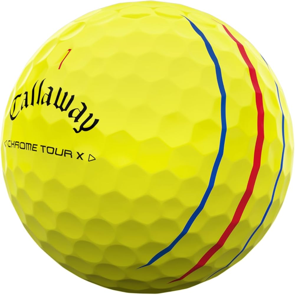 Callaway Chrome Tour X Yellow Golf Balls 4-Piece Structure Triple Track 1 Dozen (12 Balls)