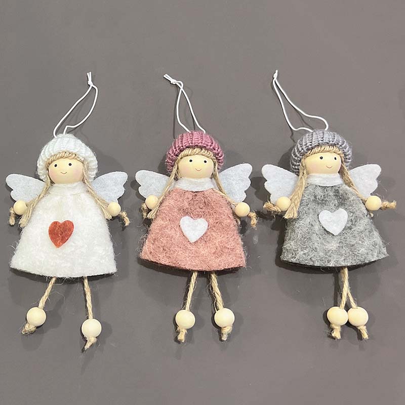 WTEMPO 1PC Christmas Decor Festive Wing Angel Doll Ornament for Christmas Tree Decor/Gift Giving Indoor Outdoor Cute Hanging Ornament Craft Gifts